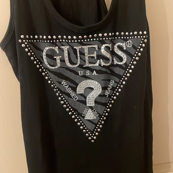 Vintage Guess Rhinestone Black Tank Top Size: M 7/8 USED! - Picture 2 of 5
